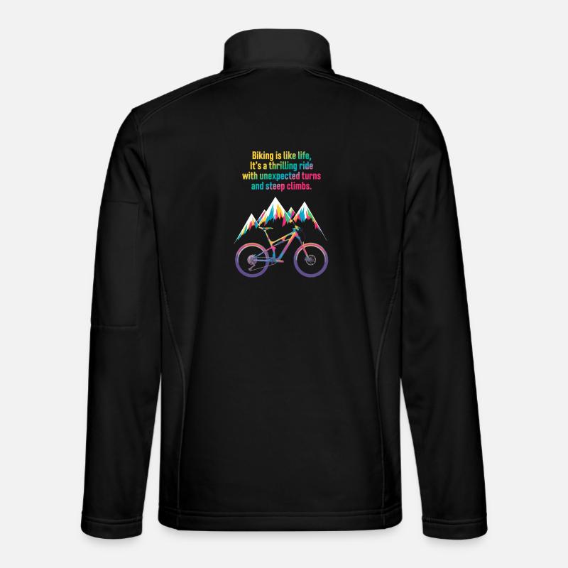 Lebendiges Mountainbike-Zitat-Design - Unisex Softshelljacke - Schwarz