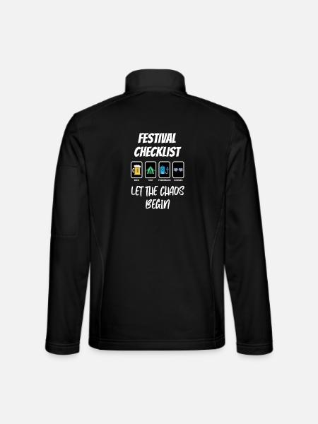 Festival Checklist – Let the Chaos Begin - Unisex Softshell Jacket - black - Back