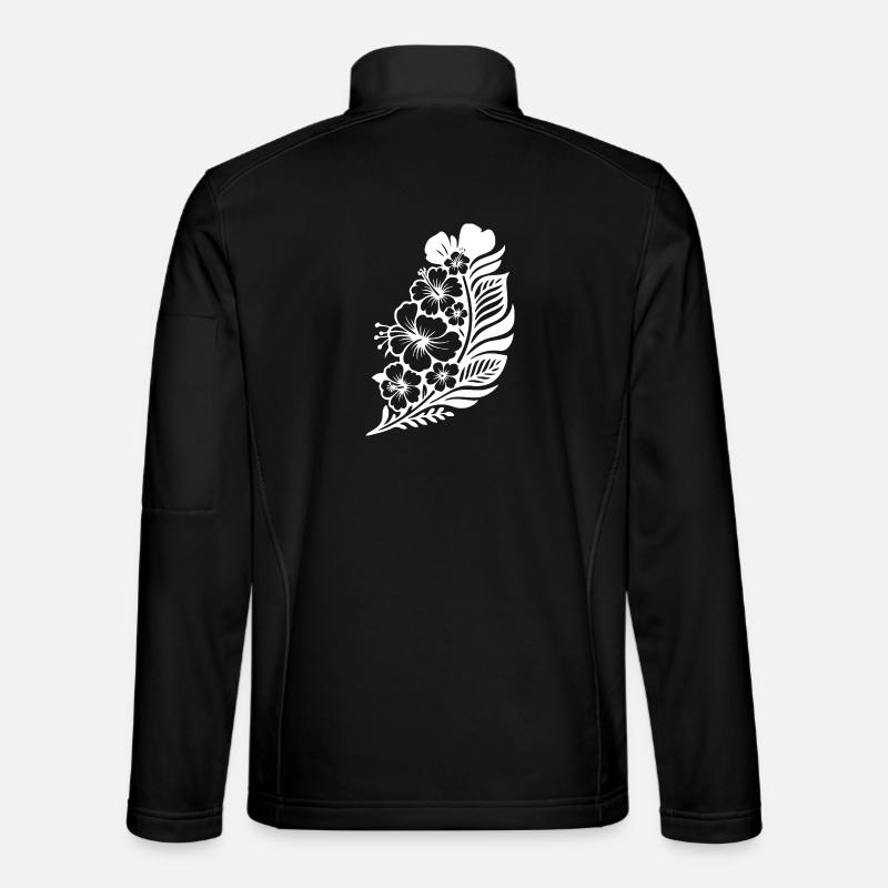 Tropischer Hibiskus & Palme - Unisex Softshelljacke - Schwarz