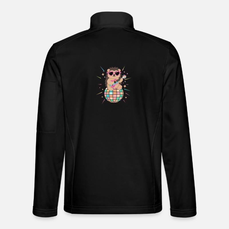 Hedgehog Disco Ball 80s Retro Funny - Unisex Softshell Jacket - black