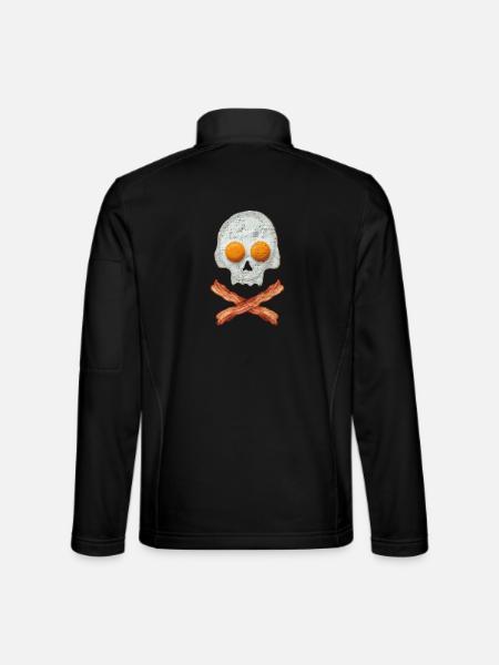 Fried Egg Skull with Bacon Cross - Unisex Softshell Jacket - black