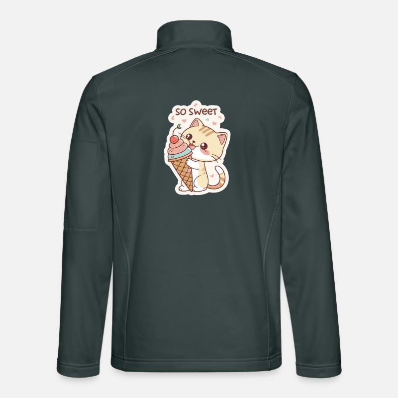 Chat gourmande et cornet pastel Veste en tissu softshell Unisexe