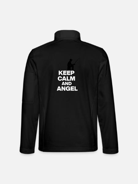 KEEP CALM AND ANGLING! ANGLER REST white - Unisex Softshell Jacket - black - Back