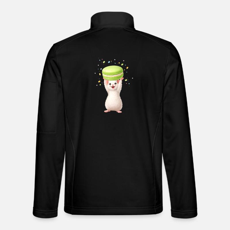 Sød mus med grøn makron - Unisex softshelljakke - sort