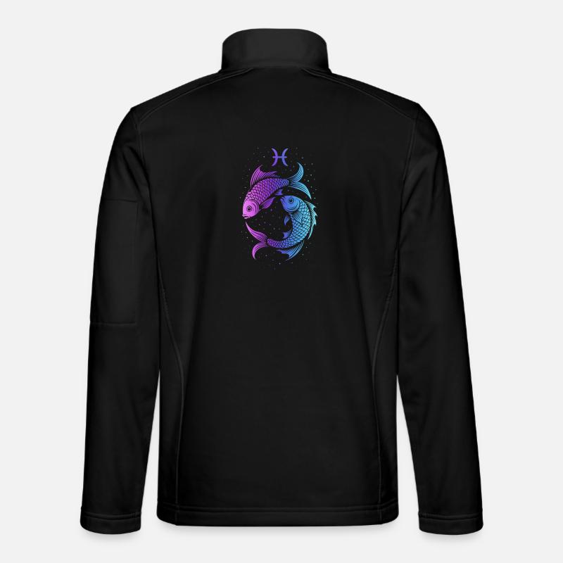 Pisces Zodiac Sign – Mystical Neon – Astrology - Unisex Softshell Jacket - black