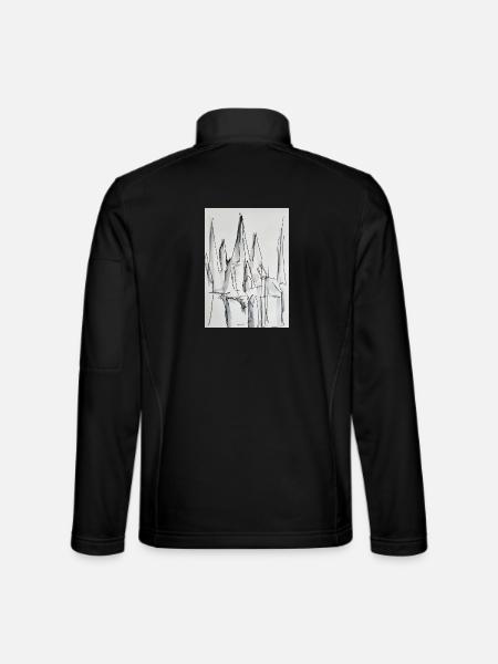 Silhouette de la ville en noir et blanc - Veste en tissu softshell Unisexe - noir - Dos