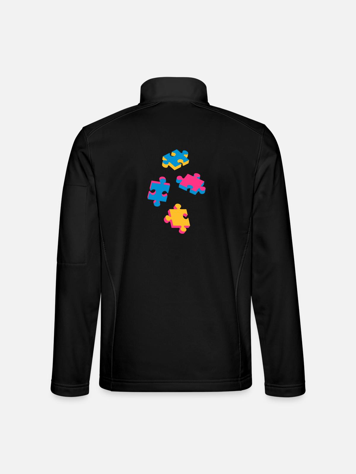 vier Puzzleteile - Unisex Softshelljacke - Schwarz - Hinten