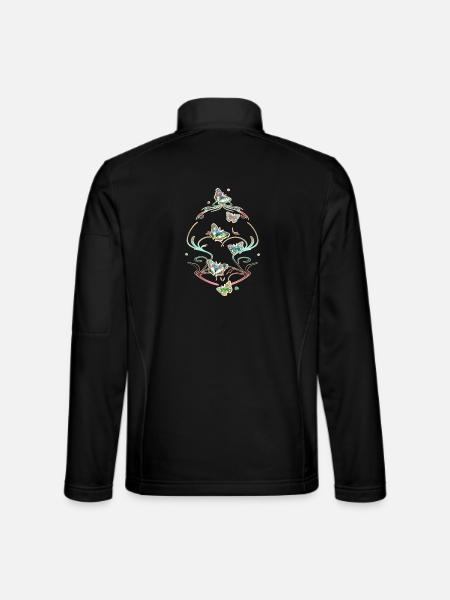 Butterflies Tendrils Ornaments Patterns - Unisex Softshell Jacket - black