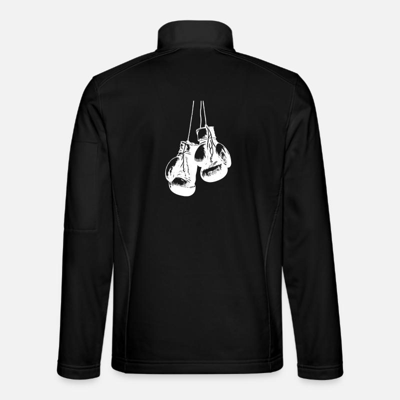 Hängend weisse Boxhandschuhe Design. Logo Design Unisex Softshelljacke