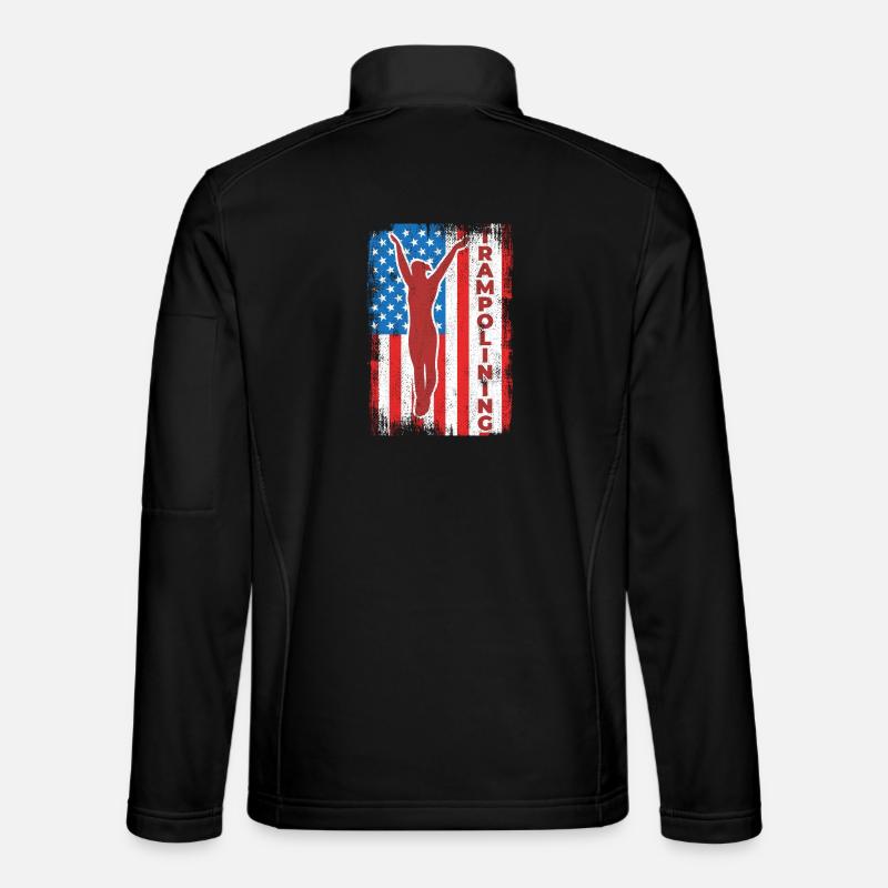 Trampoline jumping USA flag - Unisex Softshell Jacket - black