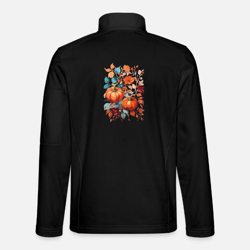 Kürbis mit Blätter - Unisex Softshelljacke - Schwarz
