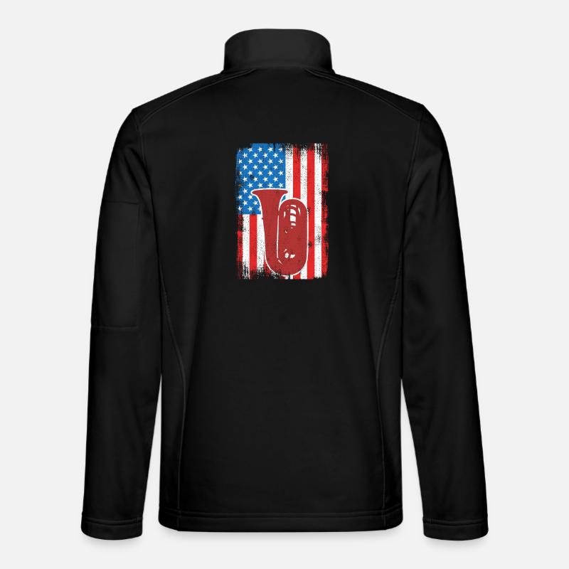 Tuba player U.S. Flag - Unisex Softshell Jacket - black