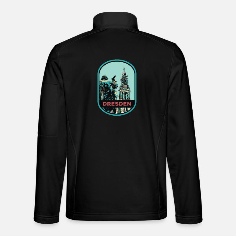 Illustration: Hofkirche, Dresden - Unisex Softshelljacke - Schwarz
