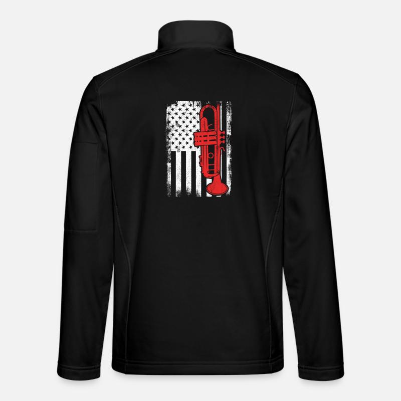 Trumpet USA Flag - Unisex Softshell Jacket - black