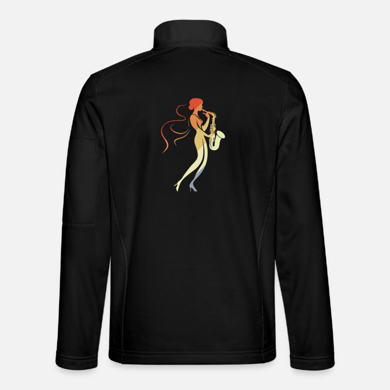 Saxophon Frau - Unisex Softshelljacke - Schwarz