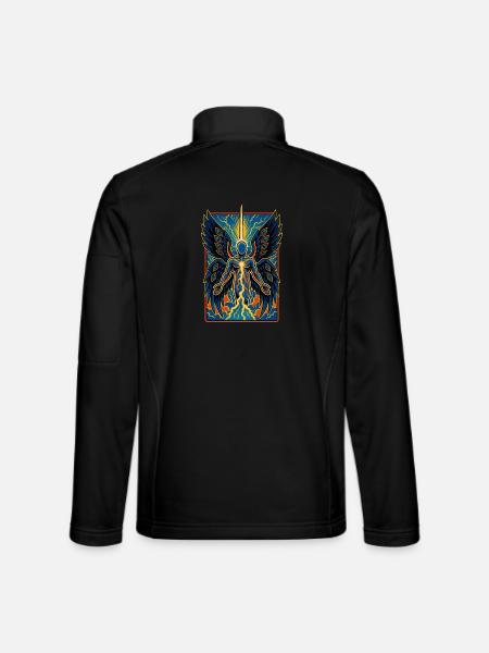 Electric Winged Eye Angel Human Illustration - Unisex Softshell Jacket - black