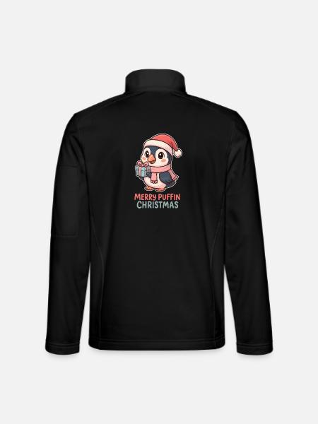 Macareux Noël mignon - Veste en tissu softshell Unisexe - noir