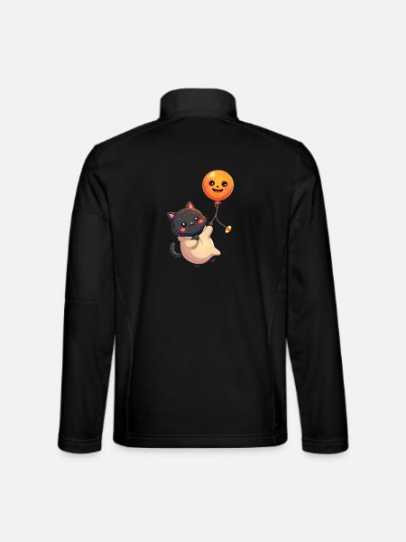 Halloween Cat with Halloween Pumpkin - Unisex Softshell Jacket - black