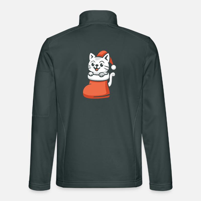 Chat de Noël mignon en bas de Noël dessin animé Veste en tissu softshell Unisexe