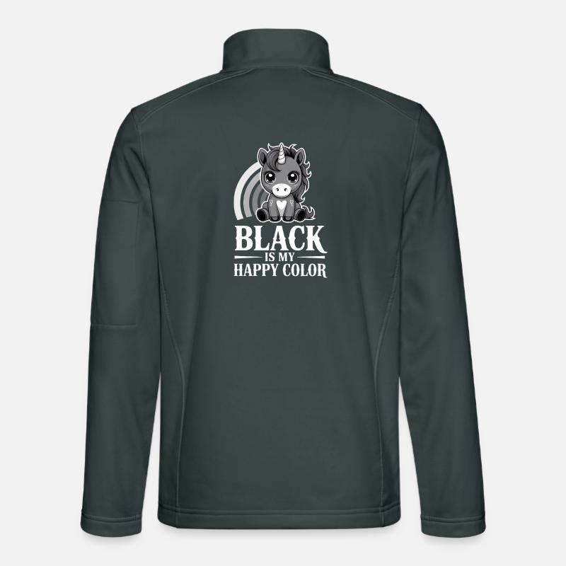 Le noir est ma licorne de couleur joyeuse Veste en tissu softshell Unisexe