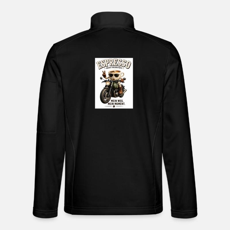 Espresso Motorrad-Motiv - Unisex Softshelljacke - Schwarz