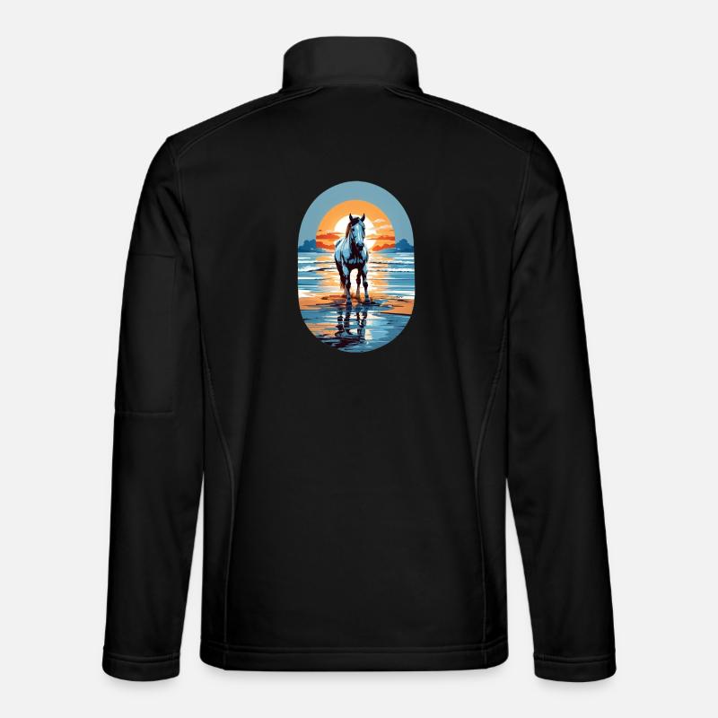 Pferd am Strand - Unisex Softshelljacke - Schwarz