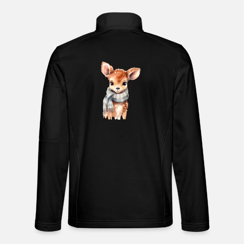Delicate fawn with scarf - Unisex Softshell Jacket - black