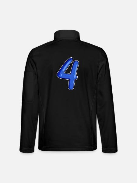 4 Number in blue - Unisex Softshell Jacket - black