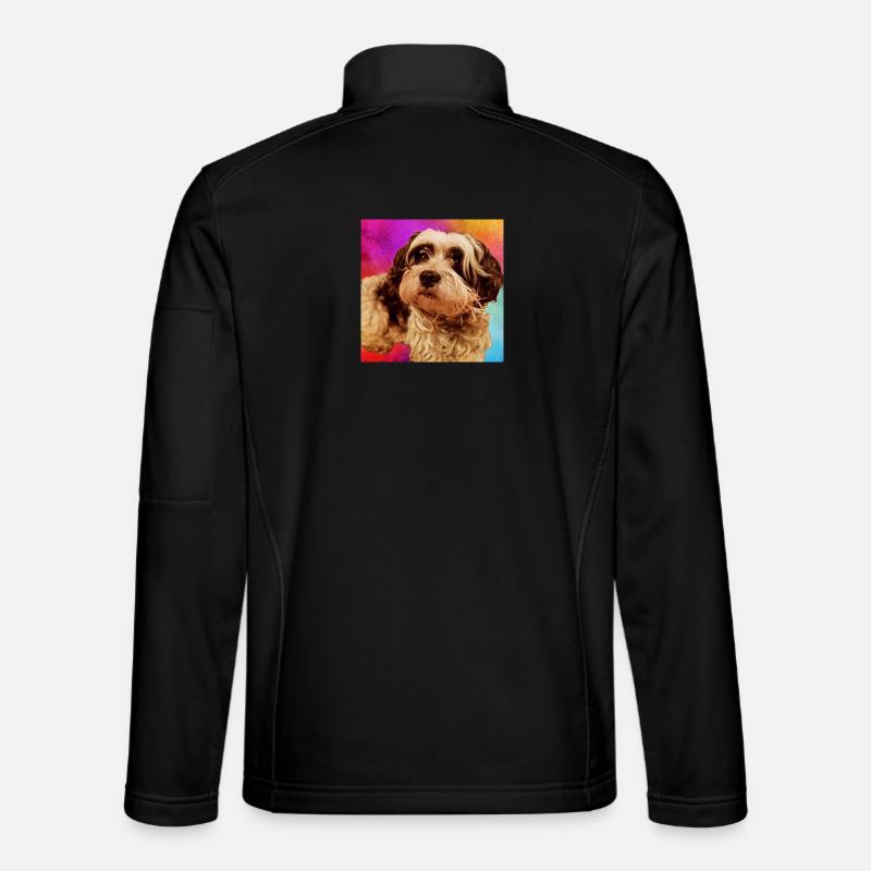 Hundeporträt mit buntem Hintergrund - Unisex Softshelljacke - Schwarz