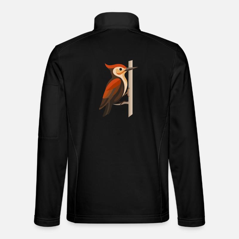 Woodpecker on Tree Trunk – Stylized Bird Motif Unisex Softshell Jacket