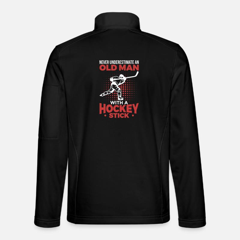 Old Man With A Hockey Stick - Unisex Softshell Jacket - black