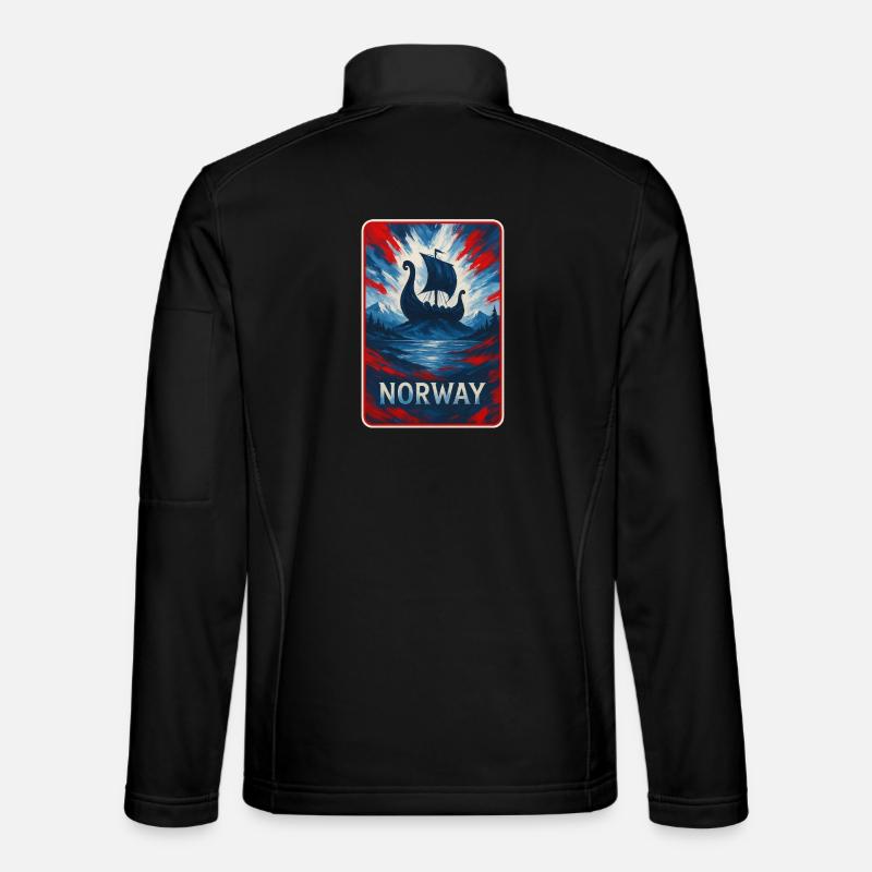 Norway Landscape Flags Design - Unisex Softshell Jacket - black