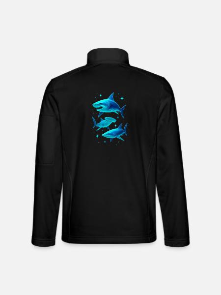 Futuristic Neon Shark Illustration - Unisex Softshell Jacket - black