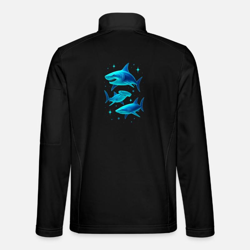 Futuristische Neonhai-Illustration - Unisex Softshelljacke - Schwarz