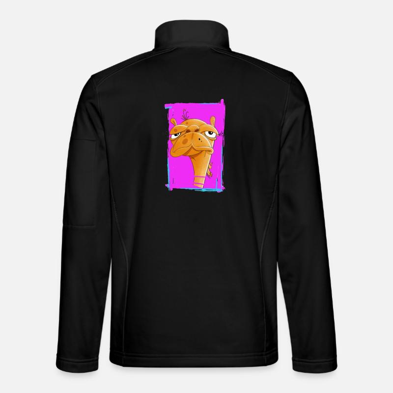 Neon Camel Caricature on Pink Background - Unisex Softshell Jacket - black