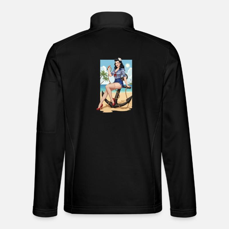 Beach sailor pinup - Unisex Softshell Jacket - black