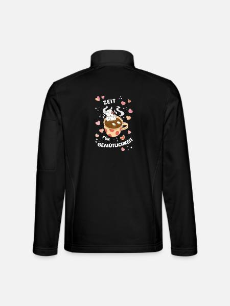 Winter Weihnachten Chillender Schneemann im Kakao - Unisex Softshelljacke - Schwarz - Hinten