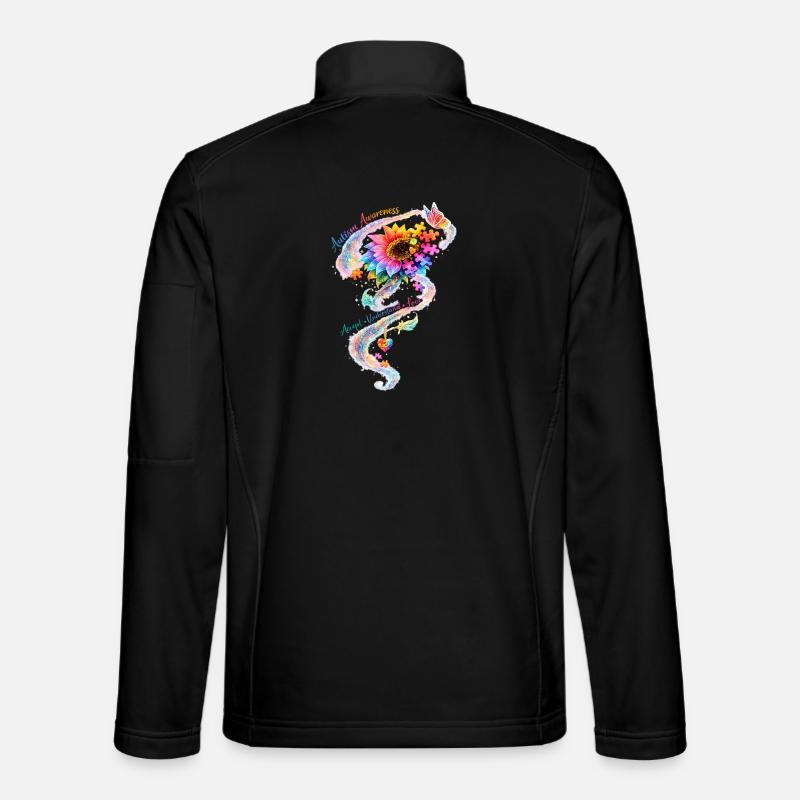 Autism Awareness Sunflower - Unisex Softshell Jacket - black