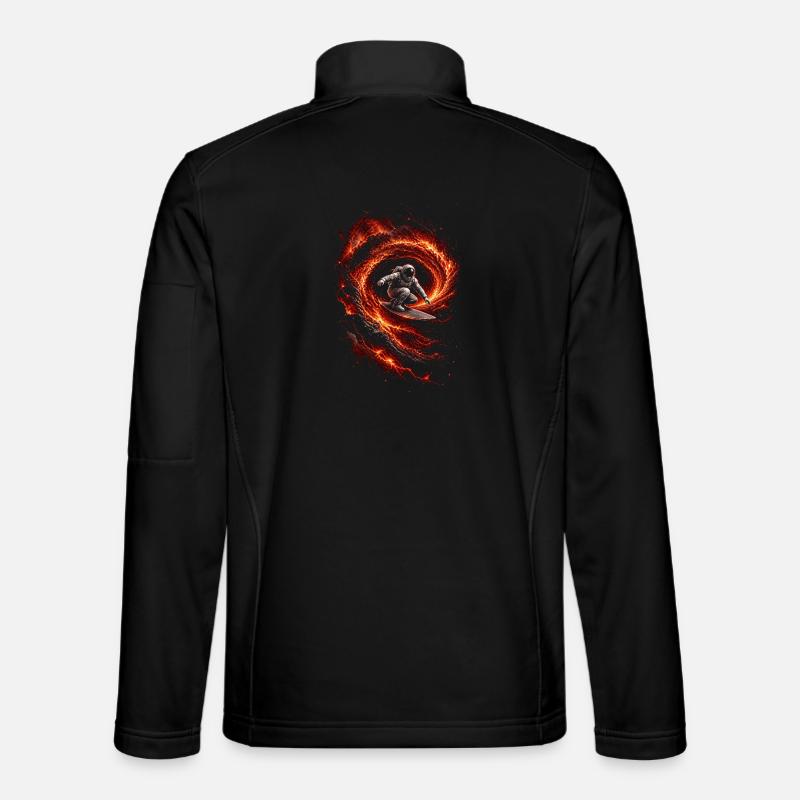 Astronaute surfeur dans vortex braise volcan Veste en tissu softshell Unisexe