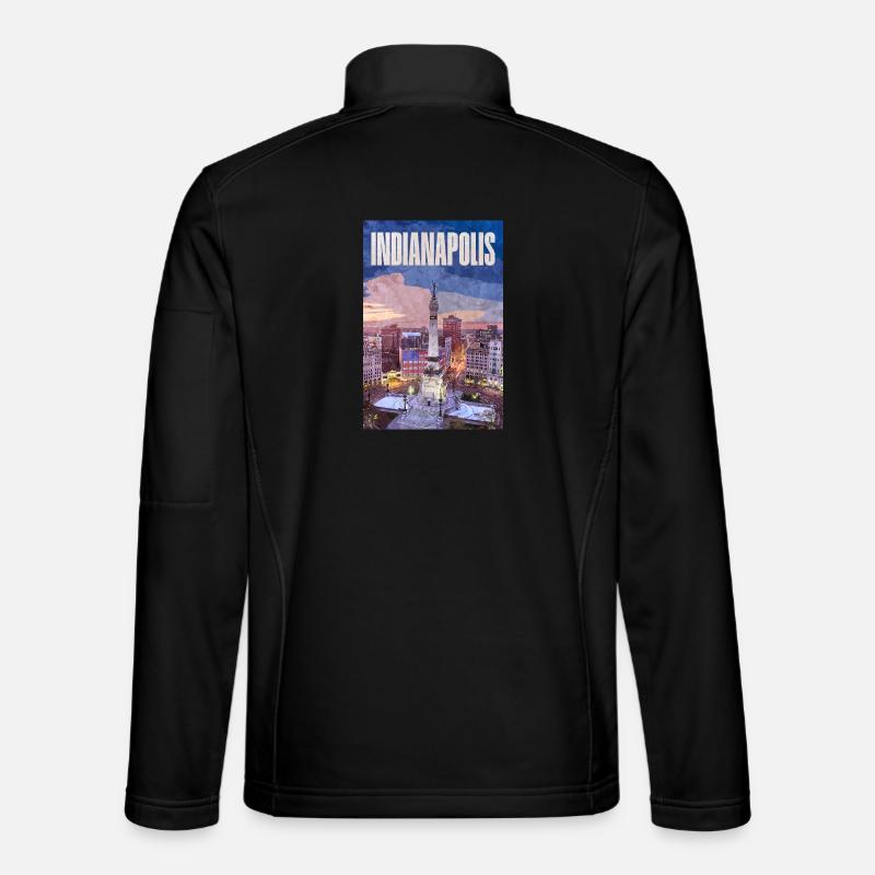 Indianapolis Skyline am Monument Circle - Unisex Softshelljacke - Schwarz