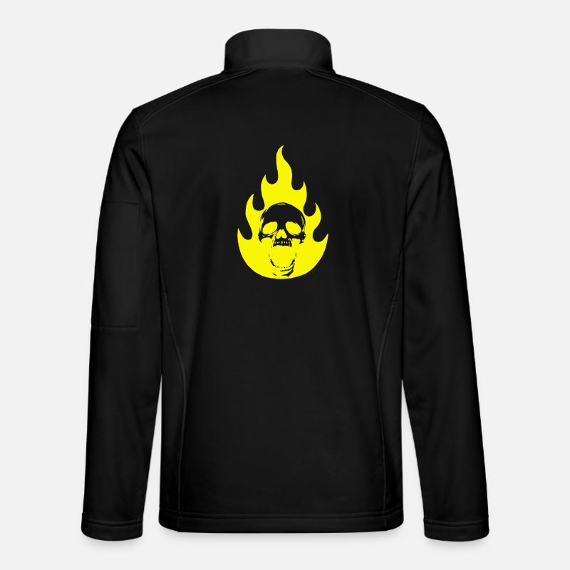 Skull and yellow flame - Unisex Softshell Jacket - black
