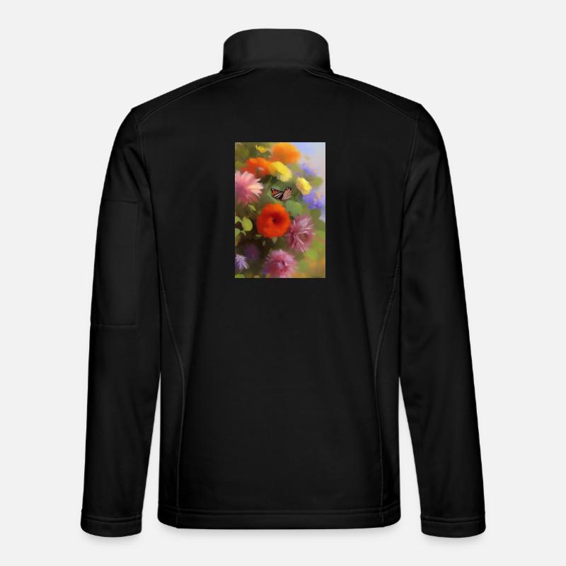 Fleurs et papillon - Veste en tissu softshell Unisexe - noir