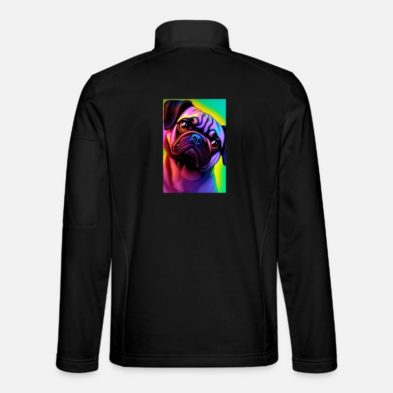 Mops Hund - Unisex Softshelljacke - Schwarz