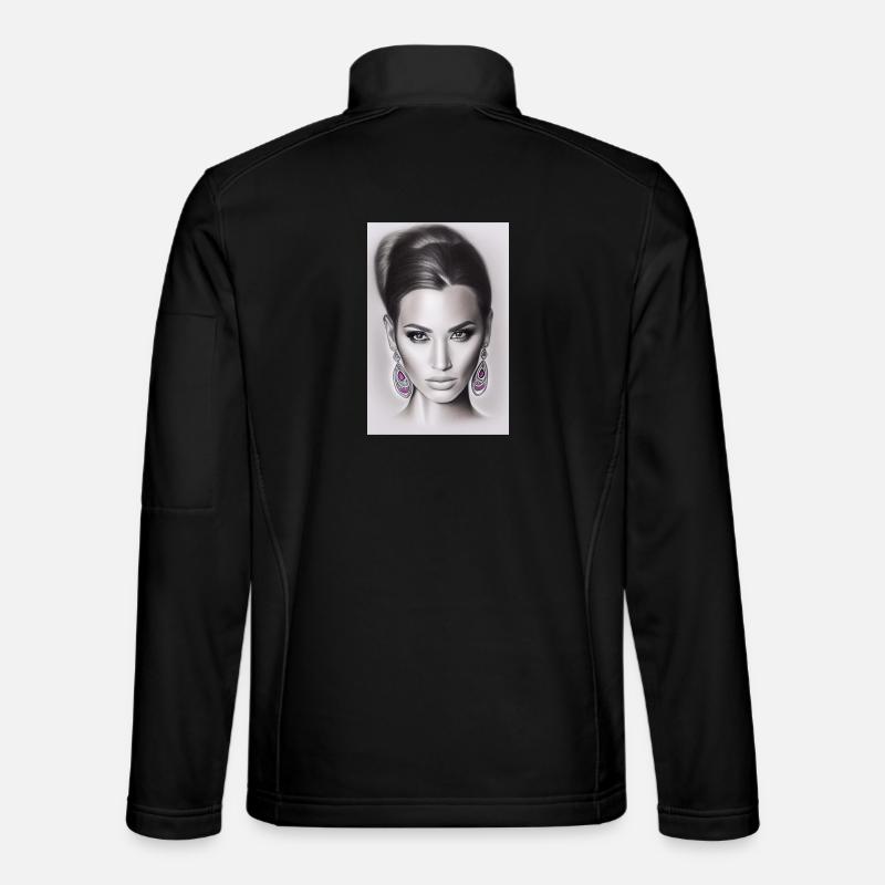 Frau mit Ohrring - Unisex Softshelljacke - Schwarz