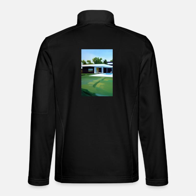 Weiße Villa mit Pool - Unisex Softshelljacke - Schwarz