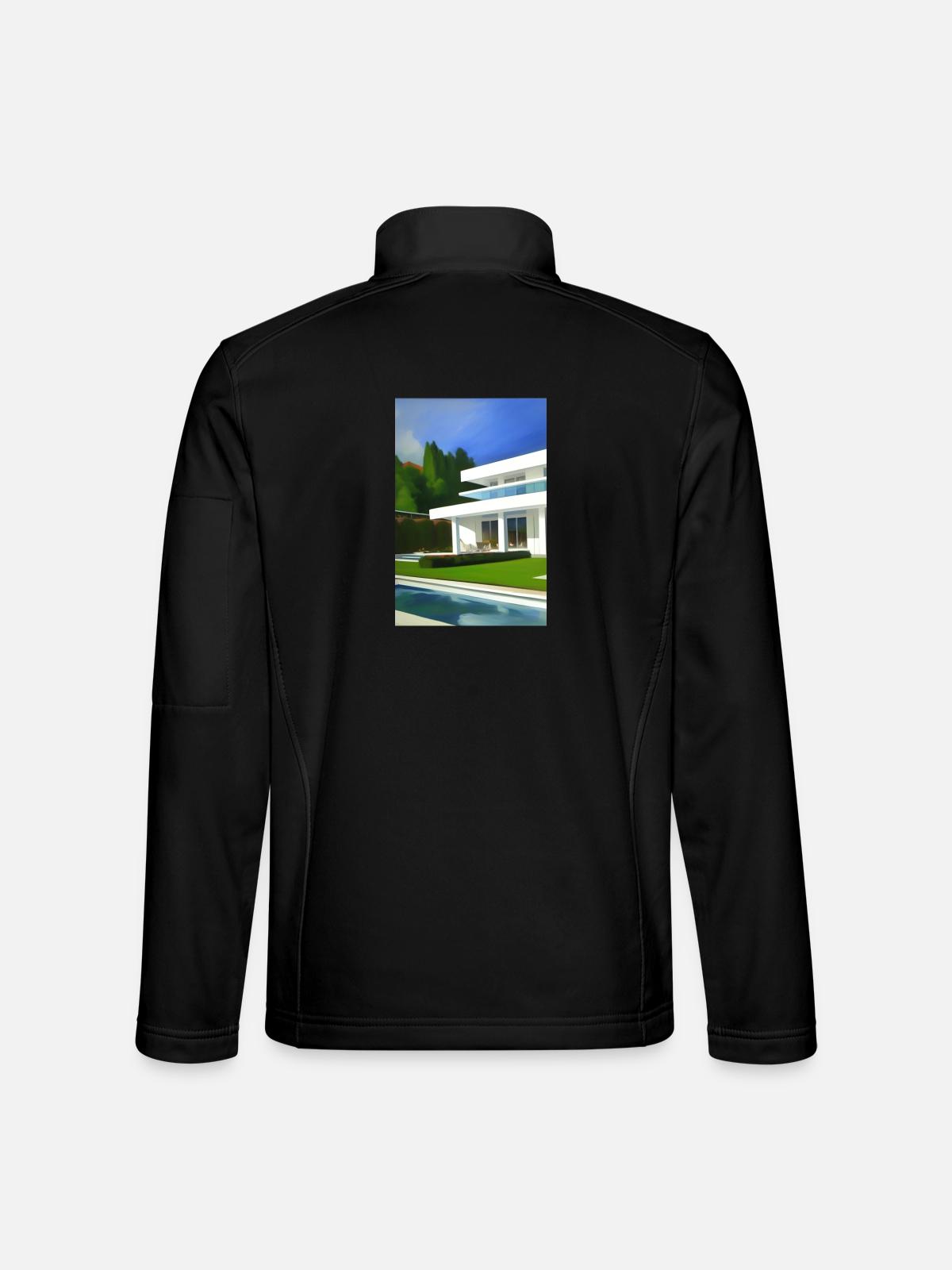 White villa with pool - Unisex Softshell Jacket - black - Back