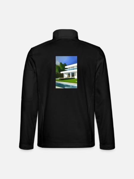 White villa with pool - Unisex Softshell Jacket - black