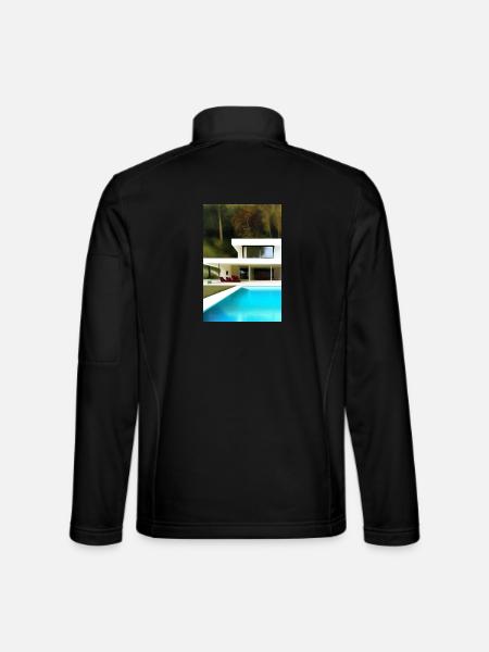 Villa blanche avec piscine - Veste en tissu softshell Unisexe - noir - Dos