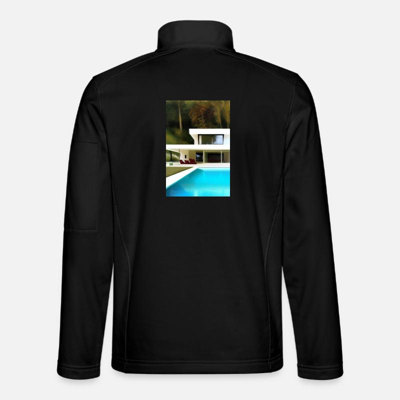 Weiße Villa mit Pool - Unisex Softshelljacke - Schwarz
