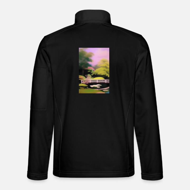 Chinesischer Zen Garten - Unisex Softshelljacke - Schwarz
